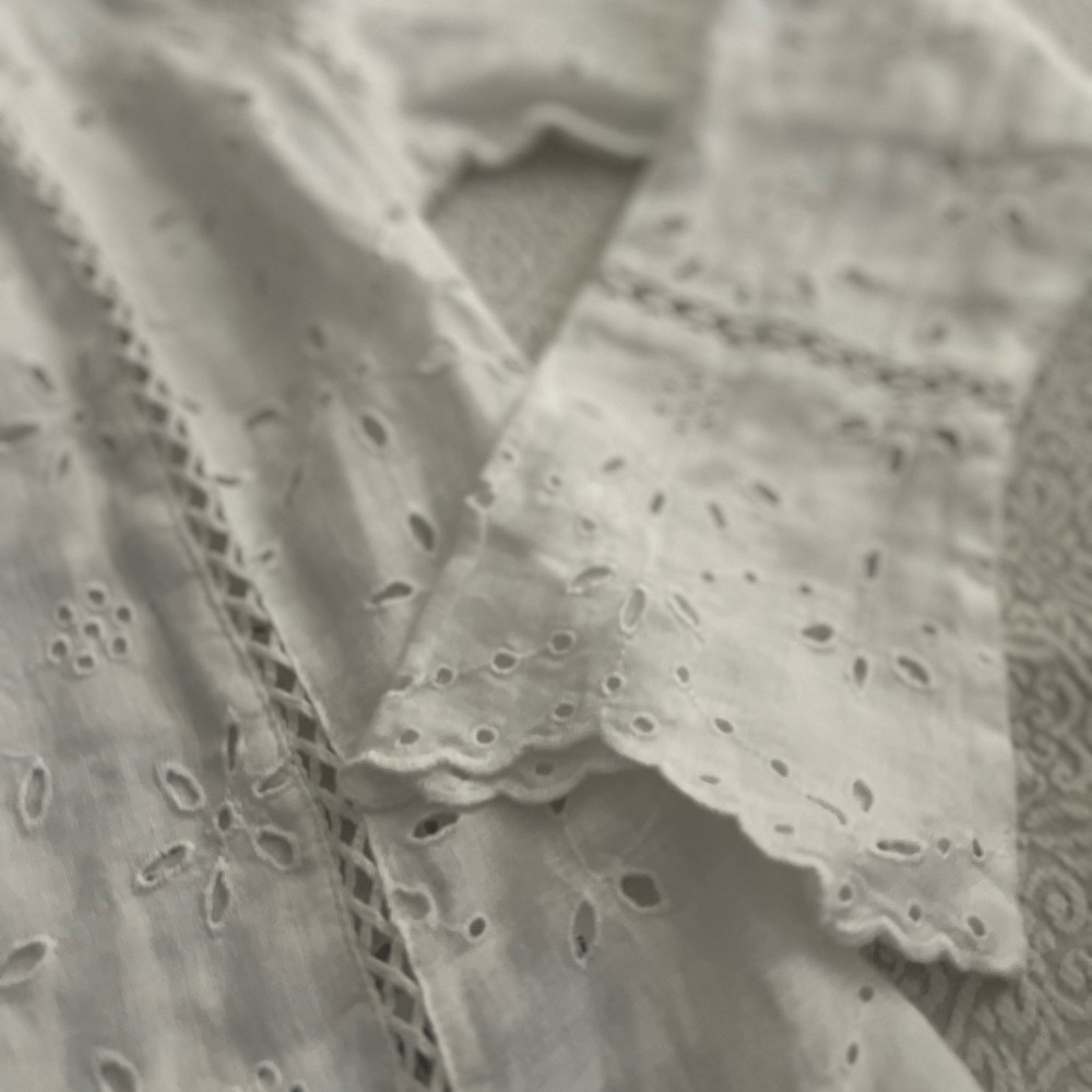 Lauren Ralph Lauren NWT White Eyelet Linen Duster Cottagecore Boho Coastal Small - Picture 9 of 15